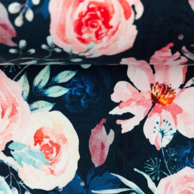 French Terry | ARVID | Blumen marineblau